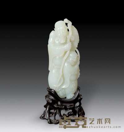 清 青玉人物立件 12×5cm
